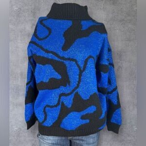 Vintage ROSE Blue & Black Abstract Sweater